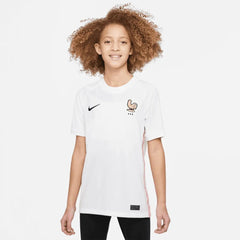 Nike - 2022-23 France Away Youth Soccer Jersey White-Pink Glaze-Blue