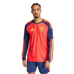 Adidas - 2026 Spain Men's Authentic Home Long-Sleeve Soccer Jersey