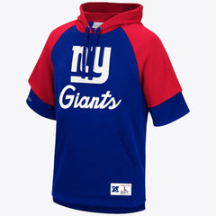 New York Giants Short Sleeve Fleece Hoodie - Mitchell & Ness