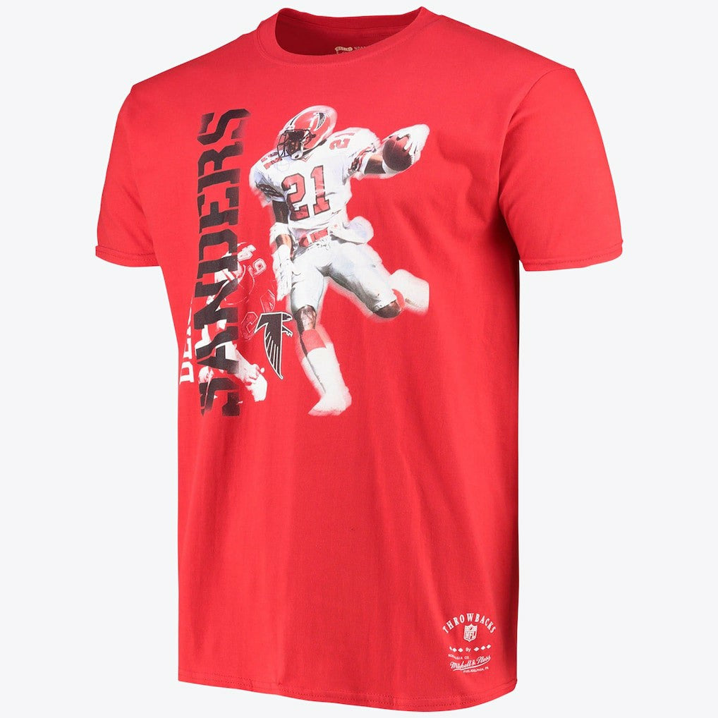 Atlanta Falcons Stencil Font Player Tee Deion Sanders - Mens - Mitchell & Ness