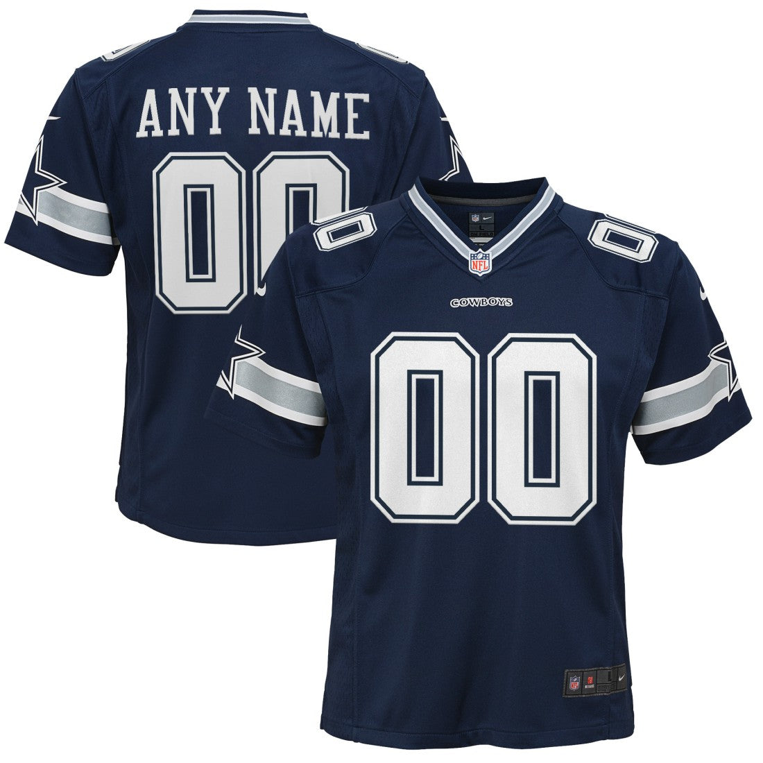 Dallas Cowboys Youth Custom Game Jersey - Navy - Nike