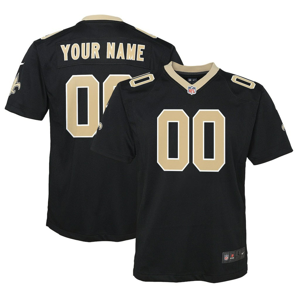 New Orleans Saints Youth Custom Game Jersey - Black - Nike