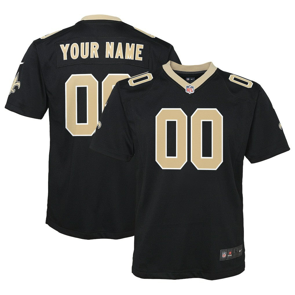 New Orleans Saints Youth Custom Game Jersey - Black - Nike