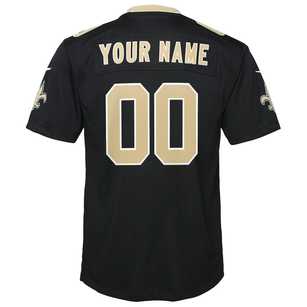 New Orleans Saints Youth Custom Game Jersey - Black - Nike
