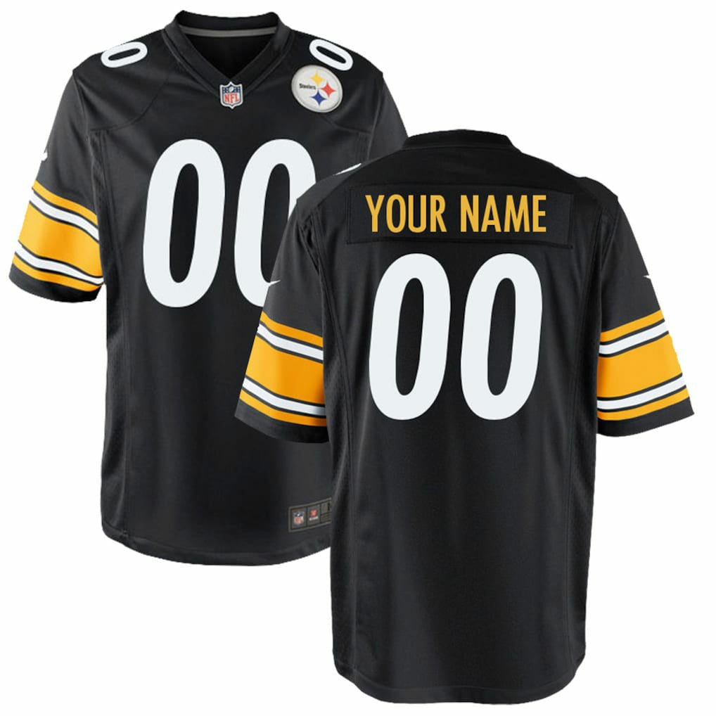 Pittsburgh Steelers Youth Custom Game Jersey - Black - Nike