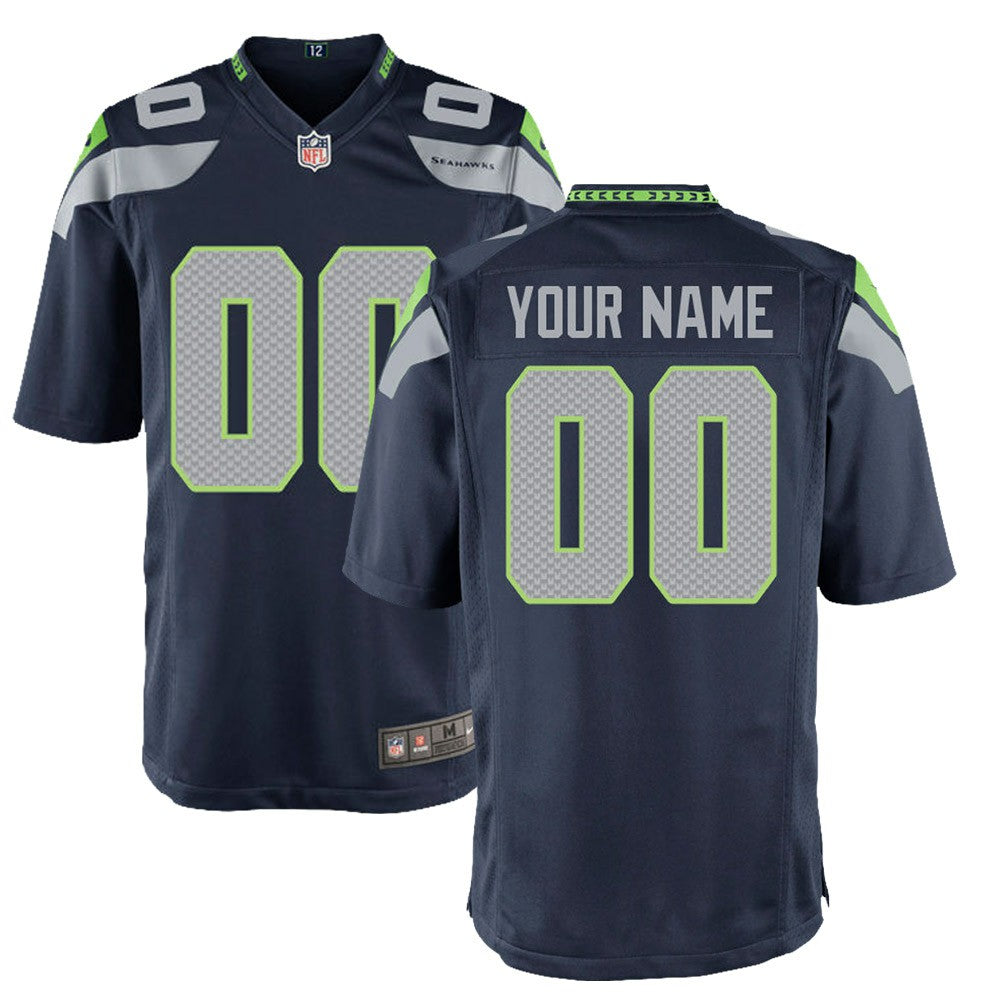 Seattle Seahawks Youth Custom Game Jersey - College Navy - Nike