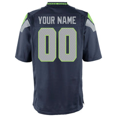 Seattle Seahawks Youth Custom Game Jersey - College Navy - Nike