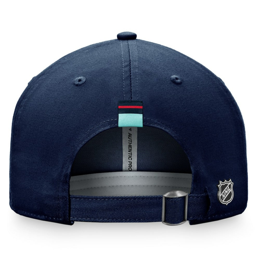 Seattle Kraken Fanatics Women's Authentic Pro Rink Adjustable Hat - Deep Sea Blue | Fanatics Lifestyle