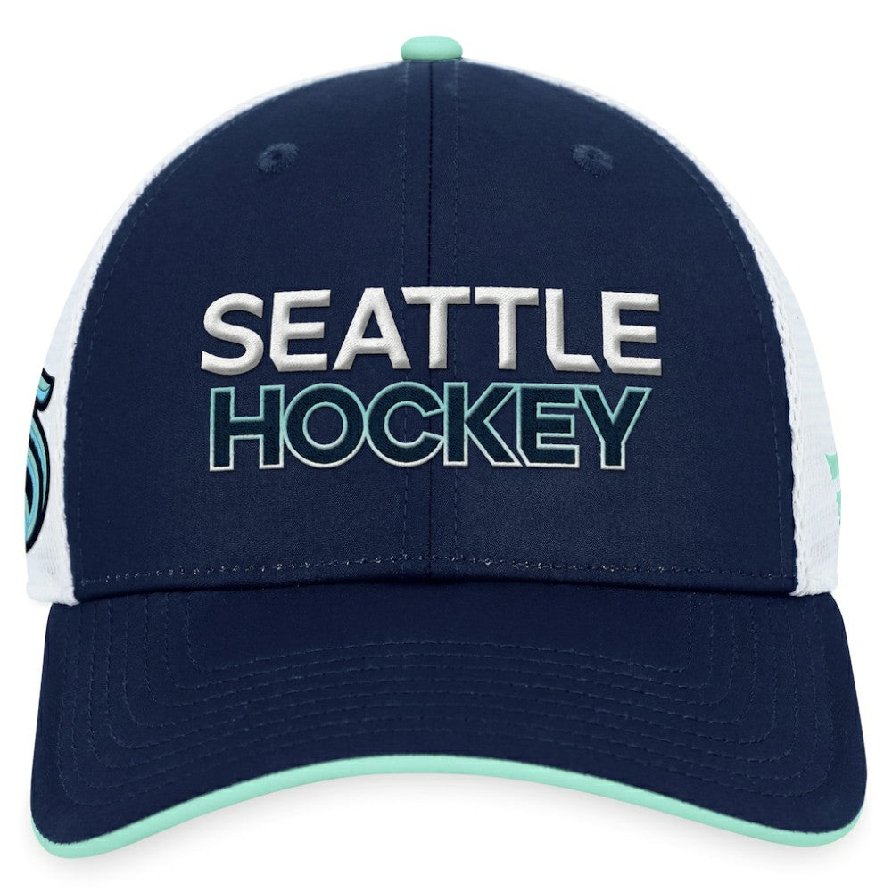 Seattle Kraken Fanatics Authentic Pro Rink Trucker Adjustable Hat - Deep Sea Blue | Fanatics Clearance