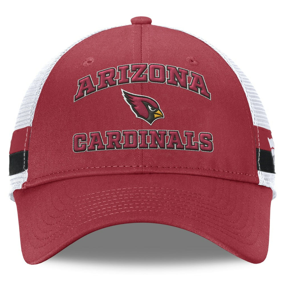Arizona Cardinals Fundamentals Side Stripe Trucker Adjustable Hat - Cardinal/White - Fanatics