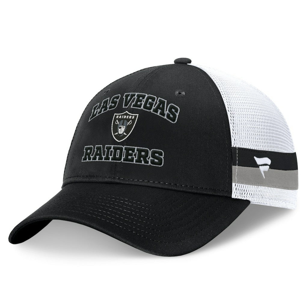 Las Vegas Raiders Fundamentals Side Stripe Trucker Adjustable Hat - Black/White - Fanatics