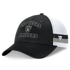 Las Vegas Raiders Fundamentals Side Stripe Trucker Adjustable Hat - Black/White - Fanatics