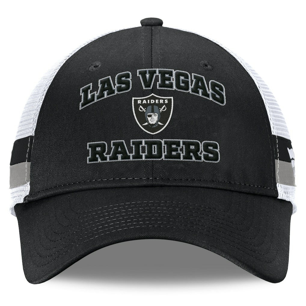 Las Vegas Raiders Fundamentals Side Stripe Trucker Adjustable Hat - Black/White - Fanatics