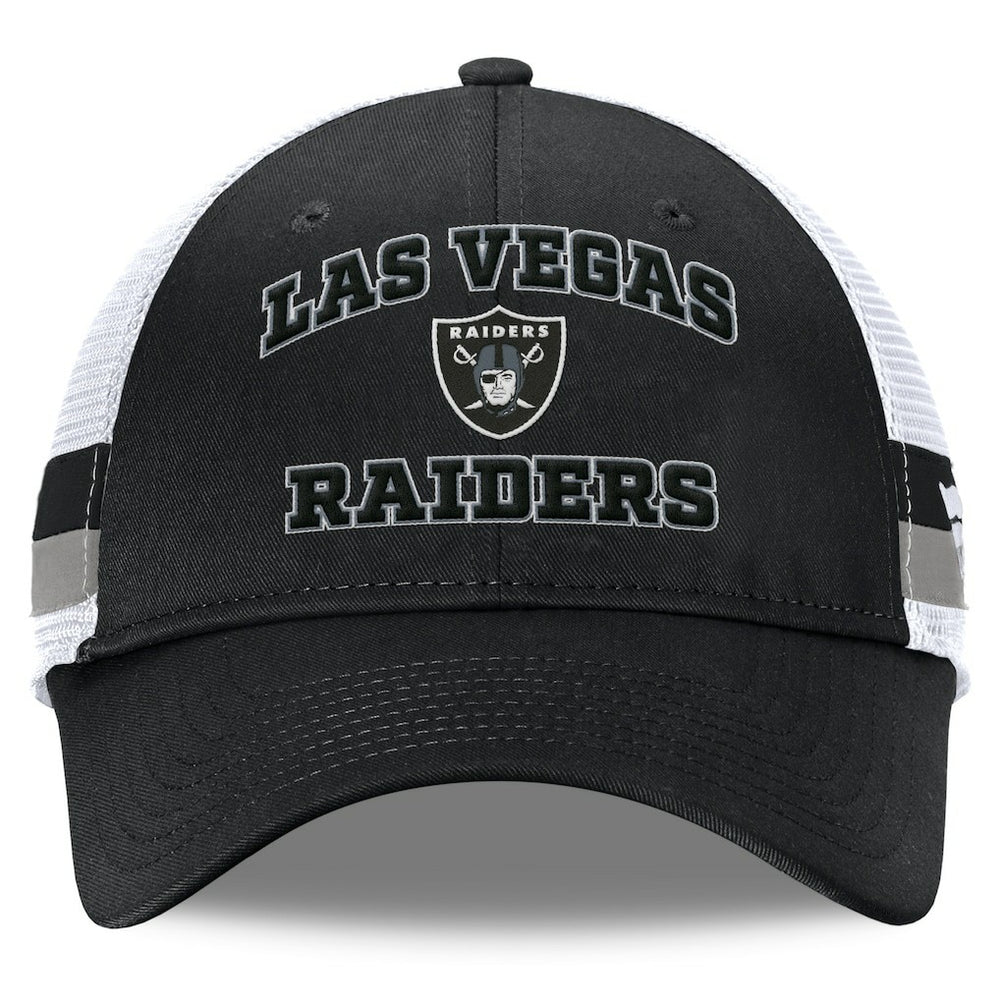 Las Vegas Raiders Fundamentals Side Stripe Trucker Adjustable Hat - Black/White - Fanatics