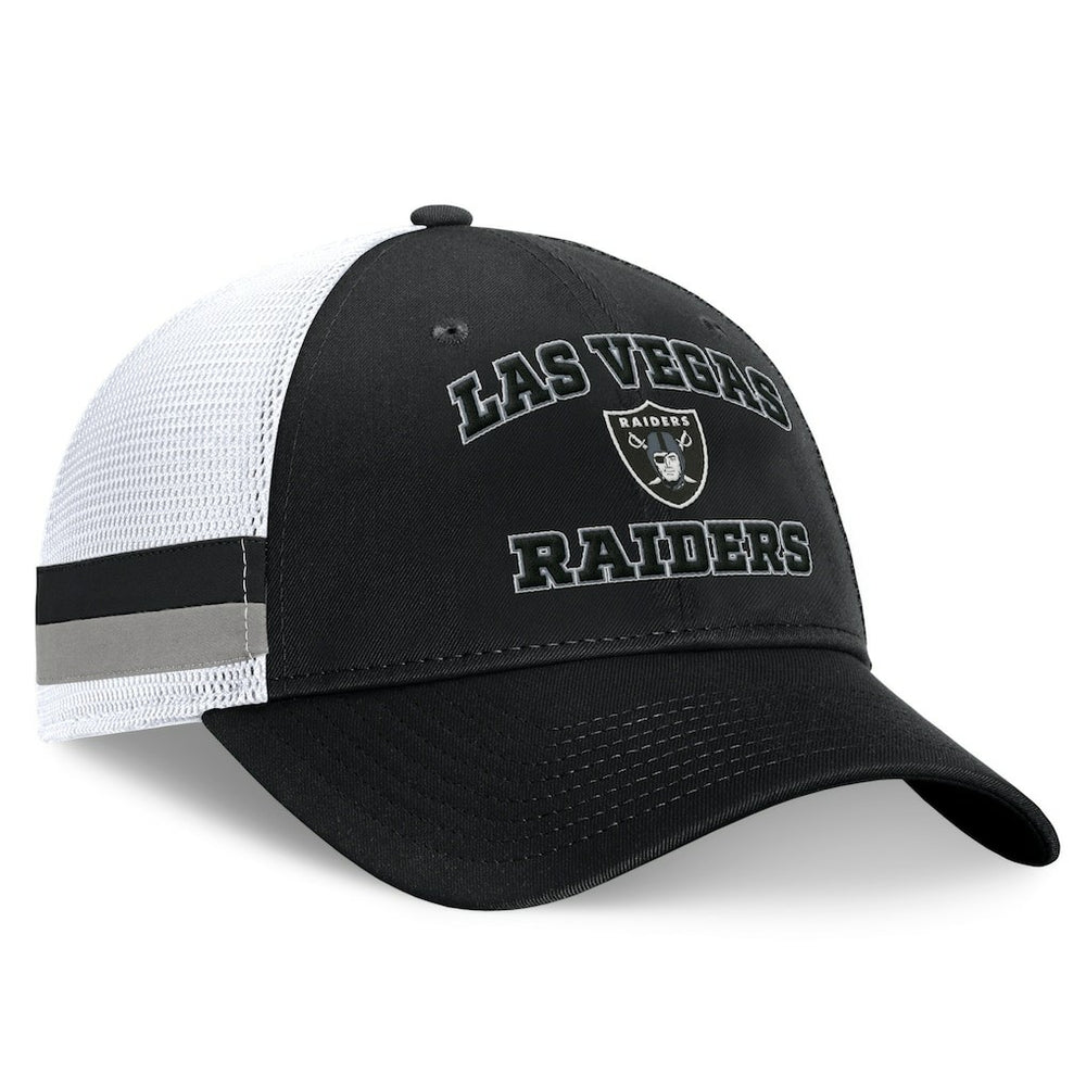 Las Vegas Raiders Fundamentals Side Stripe Trucker Adjustable Hat - Black/White - Fanatics