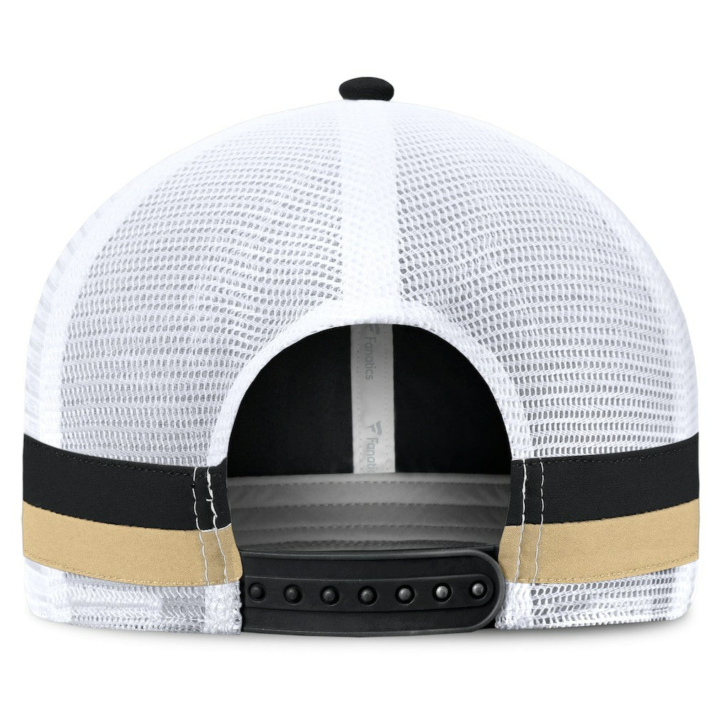 New Orleans Saints Fundamentals Side Stripe Trucker Adjustable Hat - Black/White - Fanatics