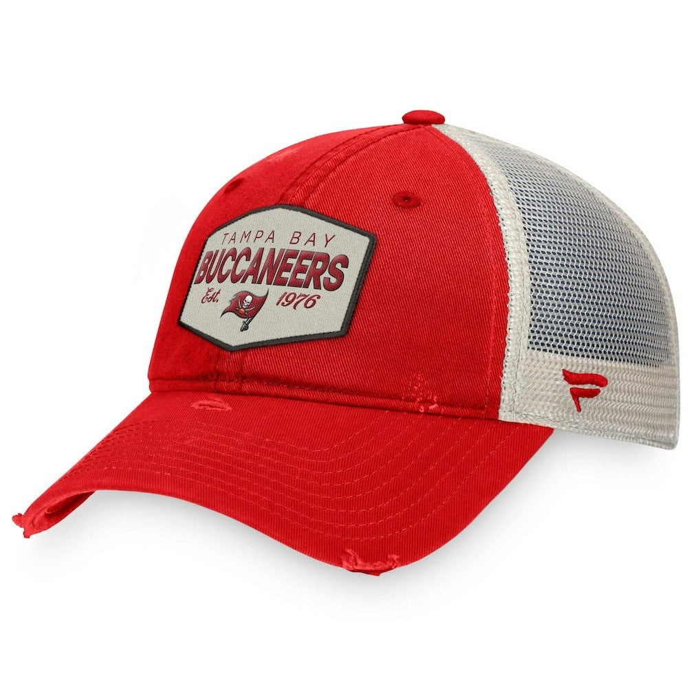 Tampa Bay Buccaneers Heritage Patch Trucker Adjustable Hat - Red/Natural - Fanatics