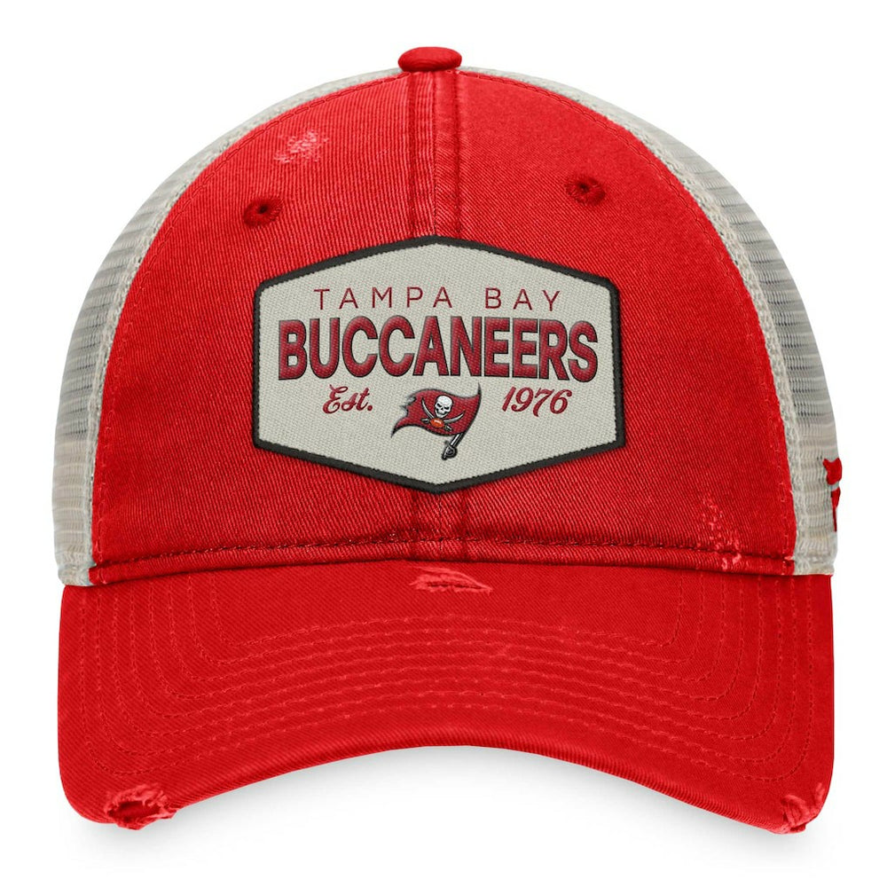 Tampa Bay Buccaneers Heritage Patch Trucker Adjustable Hat - Red/Natural - Fanatics