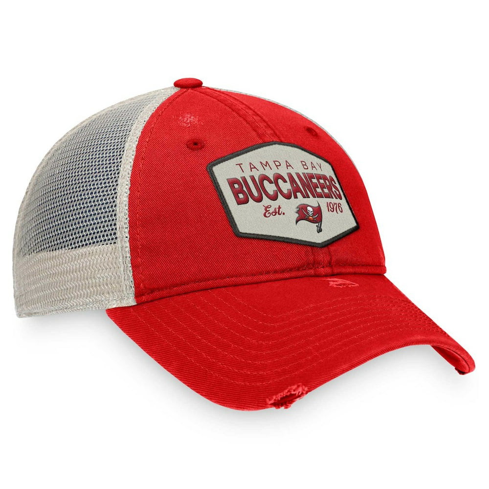 Tampa Bay Buccaneers Heritage Patch Trucker Adjustable Hat - Red/Natural - Fanatics