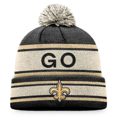New Orleans Saints Heritage Cuffed Knit Hat with Pom - Black - Fanatics