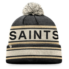 New Orleans Saints Heritage Cuffed Knit Hat with Pom - Black - Fanatics