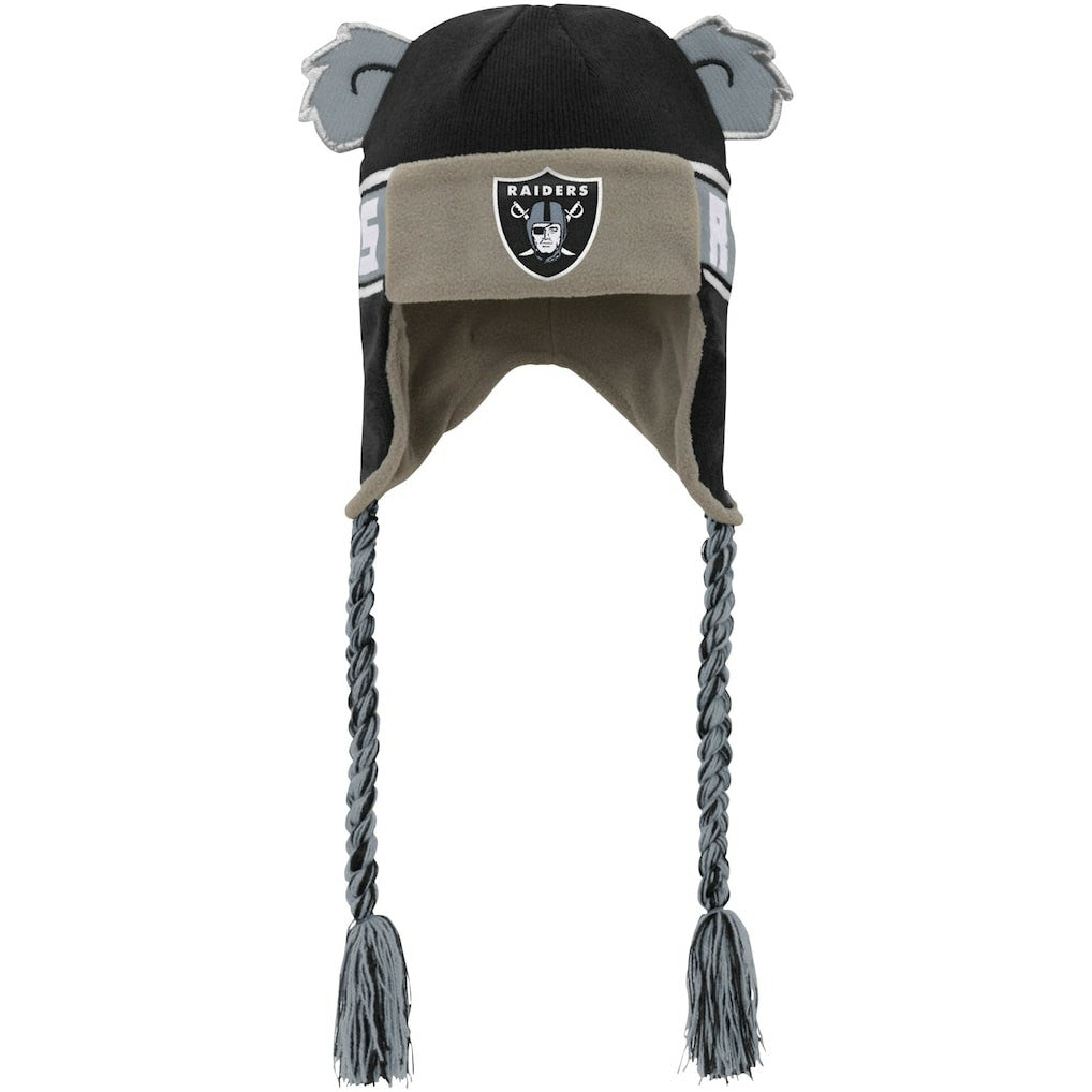 Las Vegas Raiders Youth Wordmark Ears Trooper Knit Hat - Black - NFL