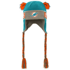 Miami Dolphins Youth Wordmark Ears Trooper Knit Hat - Aqua - NFL