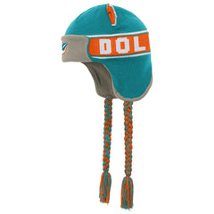Miami Dolphins Youth Wordmark Ears Trooper Knit Hat - Aqua - NFL