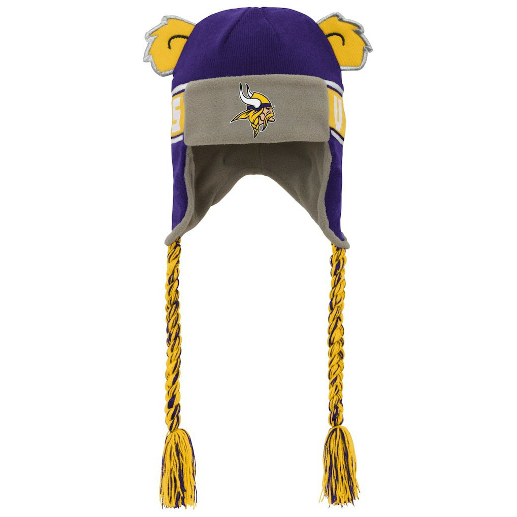 Minnesota Vikings Youth Wordmark Ears Trooper Knit Hat - Purple - NFL