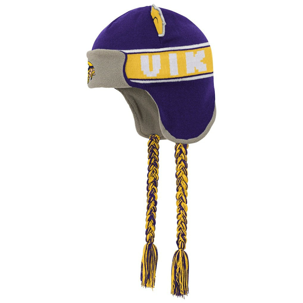 Minnesota Vikings Youth Wordmark Ears Trooper Knit Hat - Purple - NFL