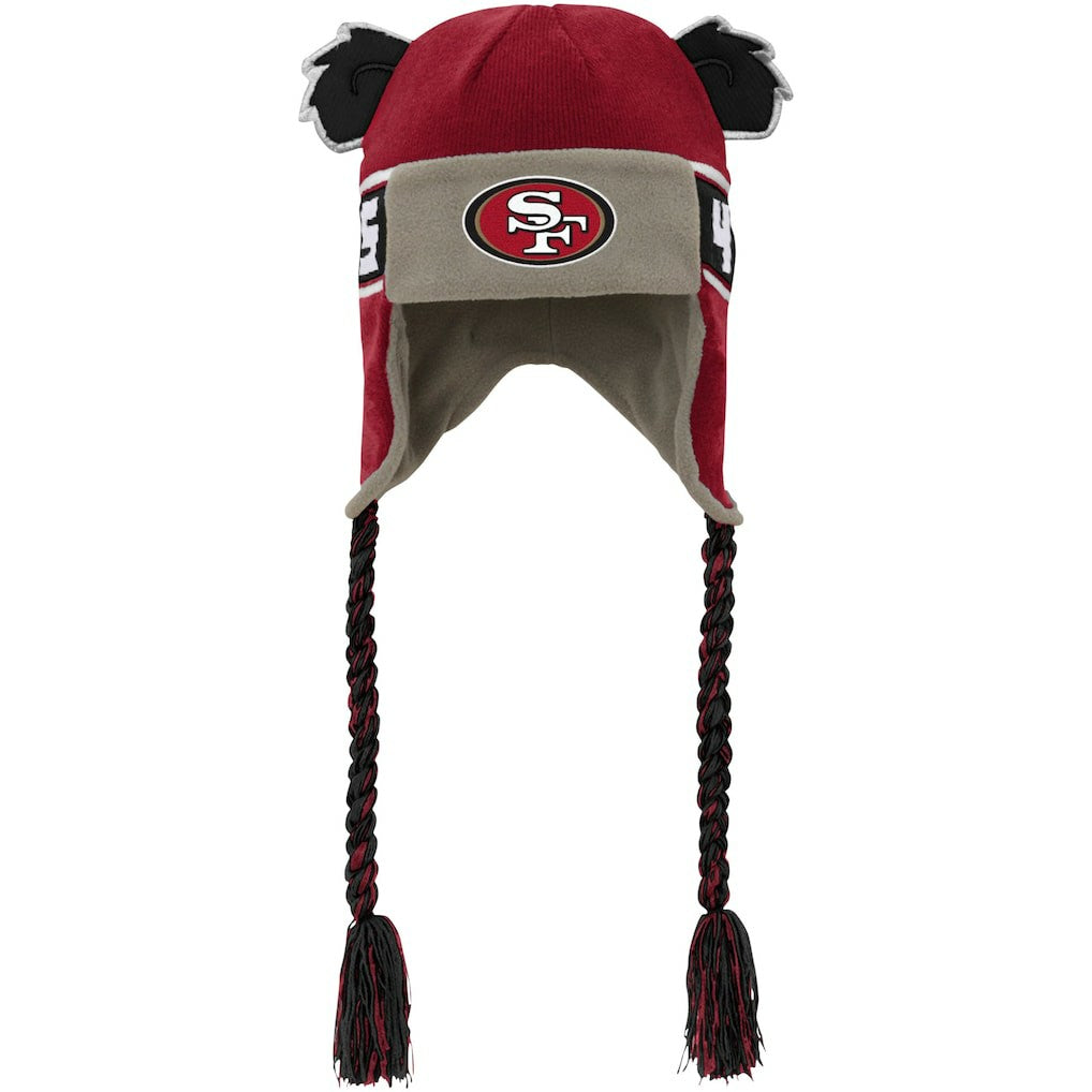 San Francisco 49ers Youth Wordmark Ears Trooper Knit Hat - Scarlet - NFL