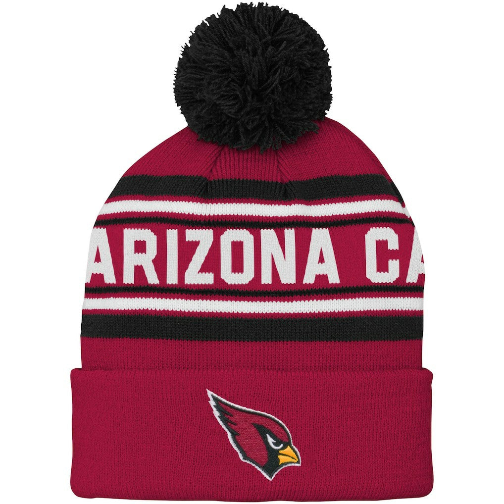 Arizona Cardinals Youth Jacquard Cuffed Knit Hat with Pom - Cardinal - NFL