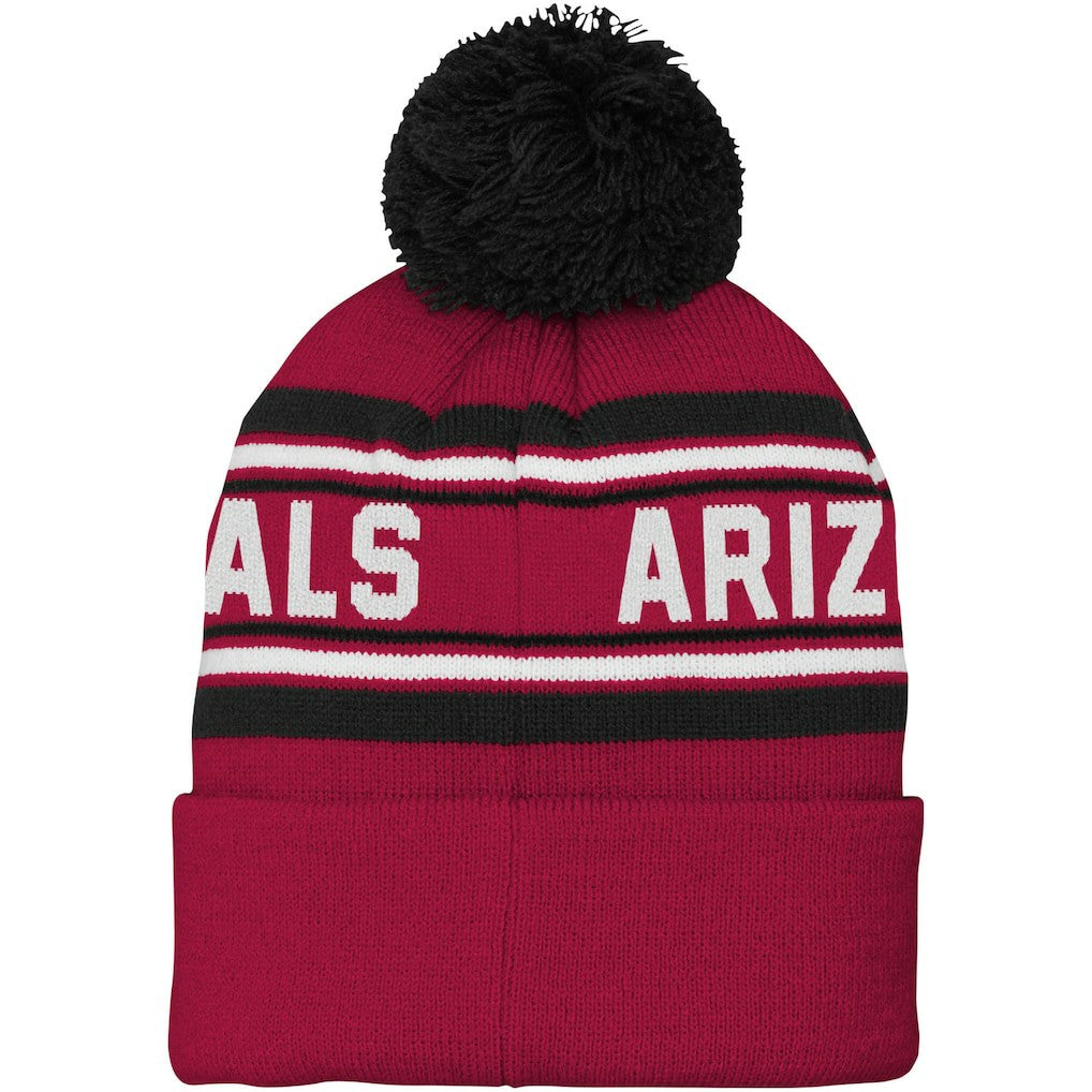 Arizona Cardinals Youth Jacquard Cuffed Knit Hat with Pom - Cardinal - NFL