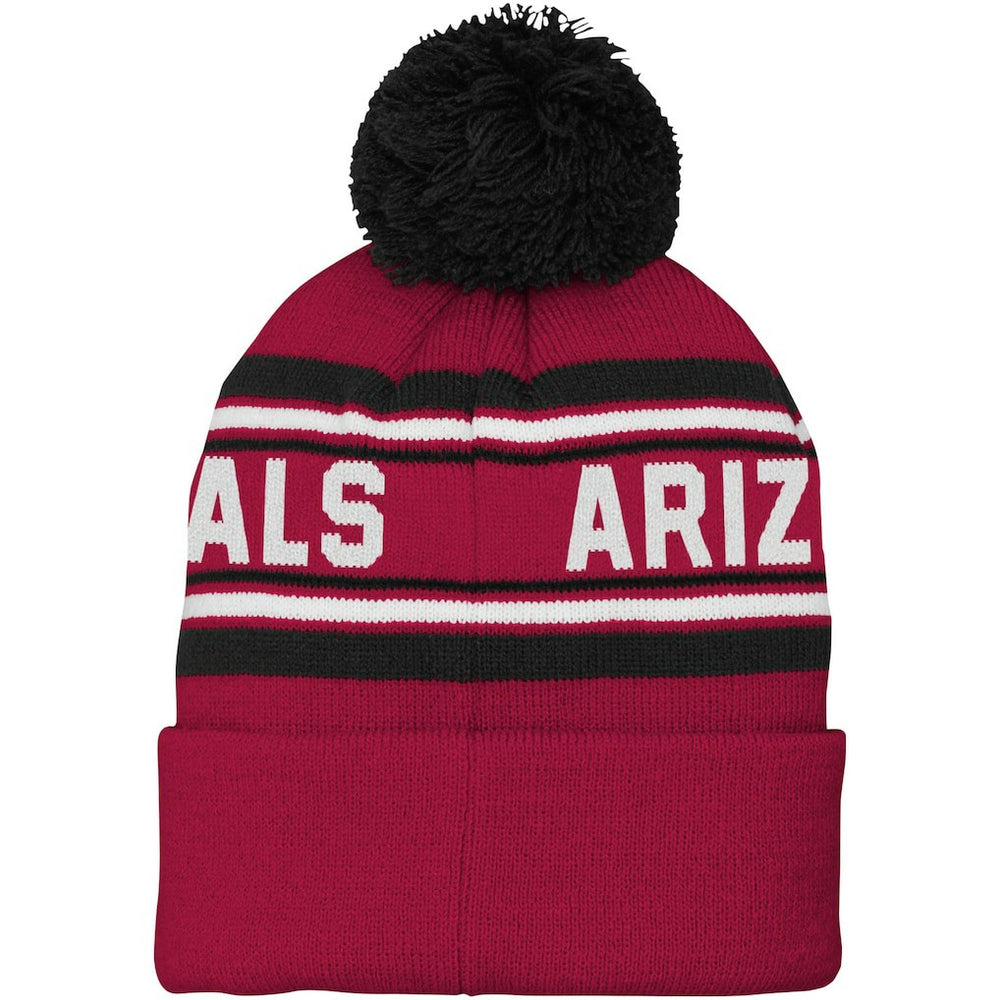 Arizona Cardinals Youth Jacquard Cuffed Knit Hat with Pom - Cardinal - NFL