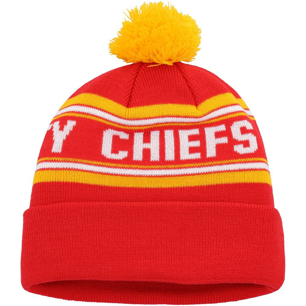 Kansas City Chiefs Youth Jacquard Cuffed Knit Hat with Pom - Red - NFL