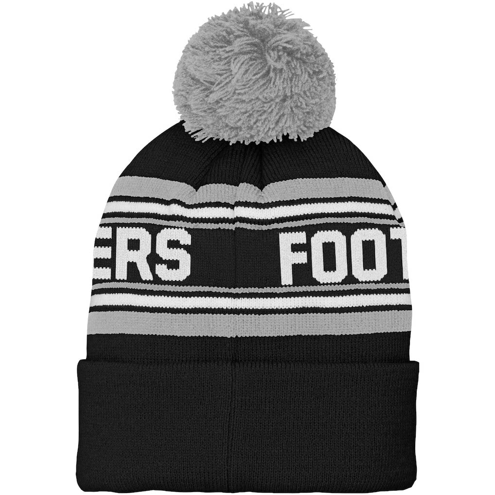 Las Vegas Raiders Youth Jacquard Cuffed Knit Hat with Pom - Black - NFL