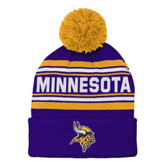 Minnesota Vikings Youth Jacquard Cuffed Knit Hat with Pom - Purple - NFL