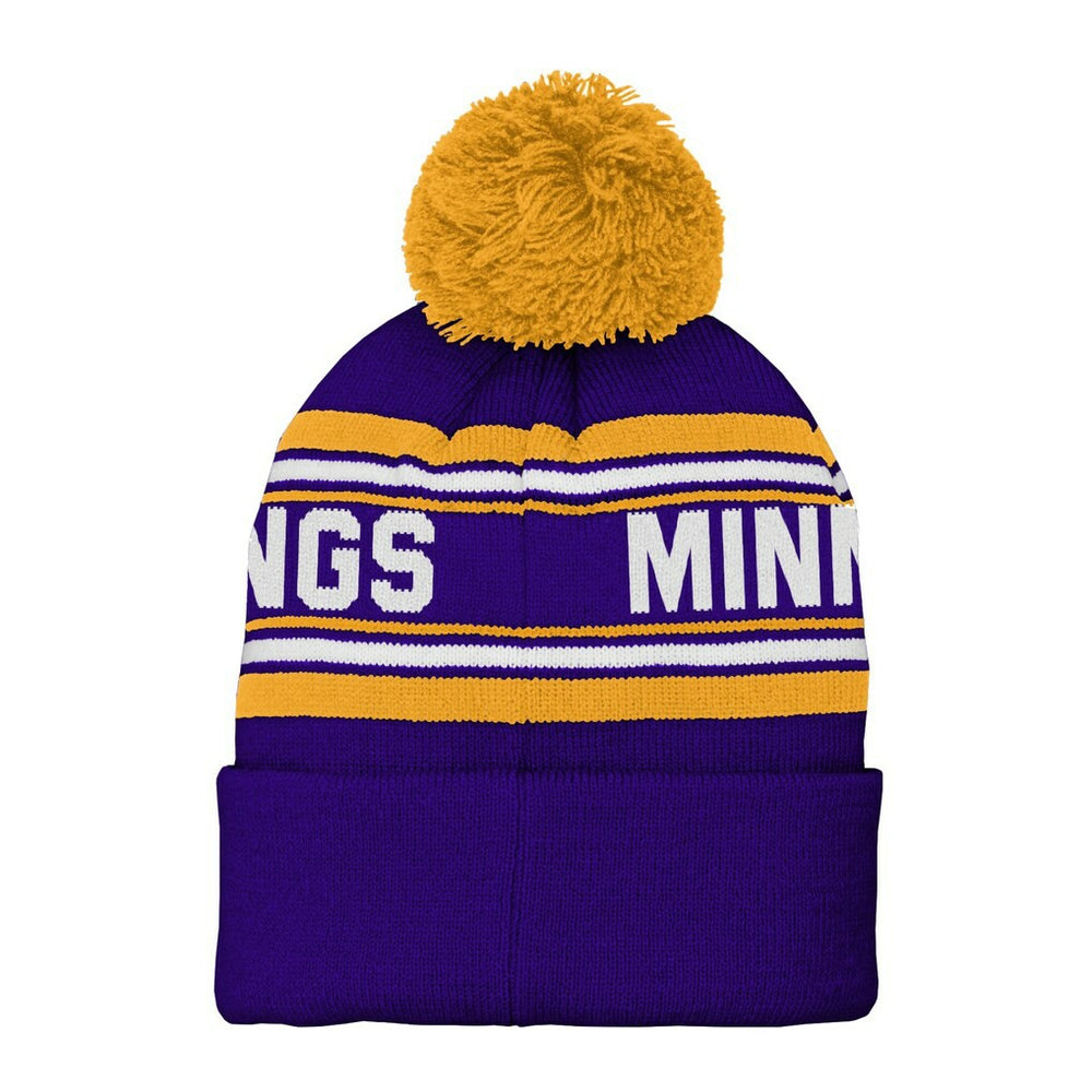 Minnesota Vikings Youth Jacquard Cuffed Knit Hat with Pom - Purple - NFL