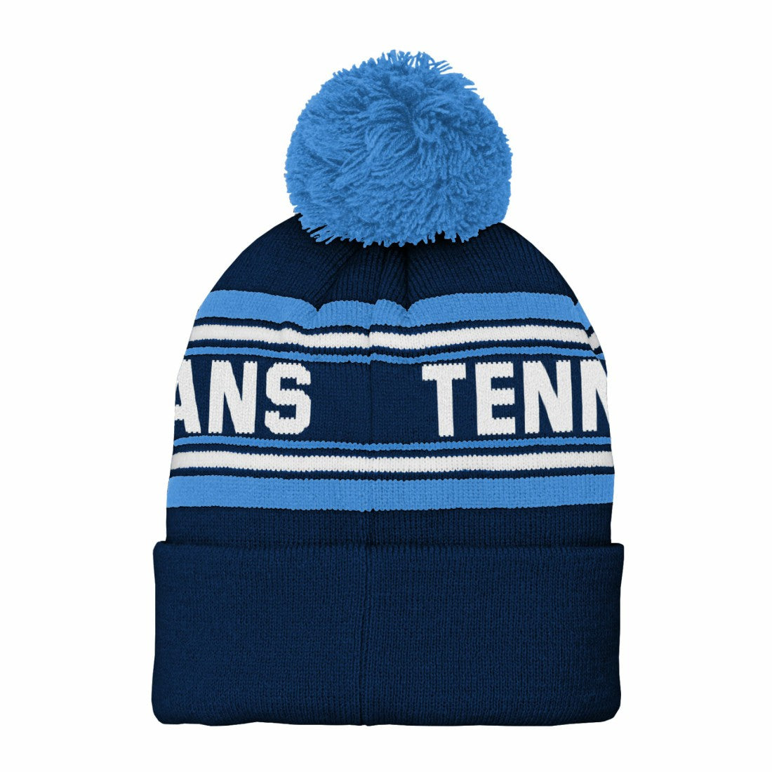 Tennessee Titans Youth Jacquard Cuffed Knit Hat with Pom - Navy - NFL