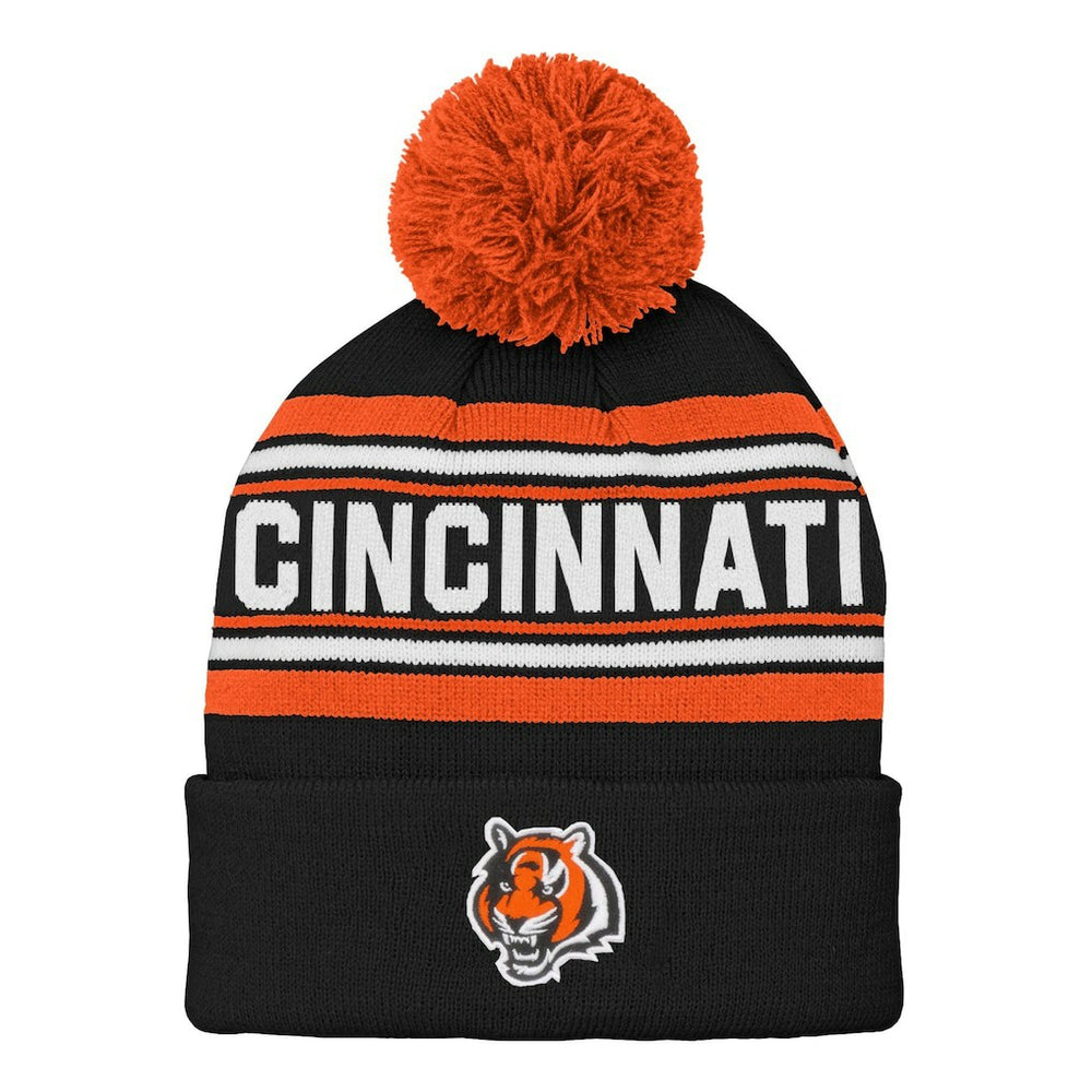 Cincinnati Bengals Preschool Jacquard Cuffed Knit Hat with Pom - Black - NFL