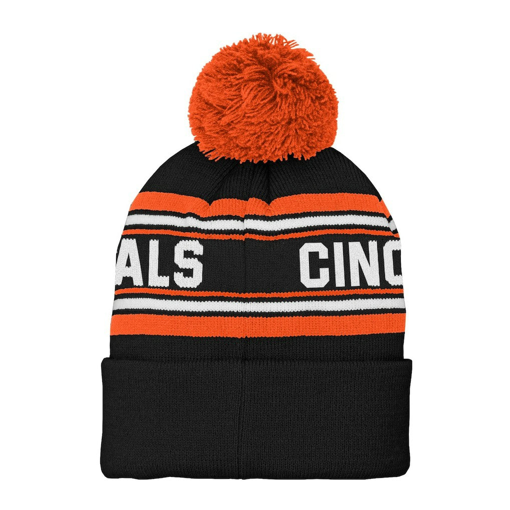 Cincinnati Bengals Preschool Jacquard Cuffed Knit Hat with Pom - Black - NFL