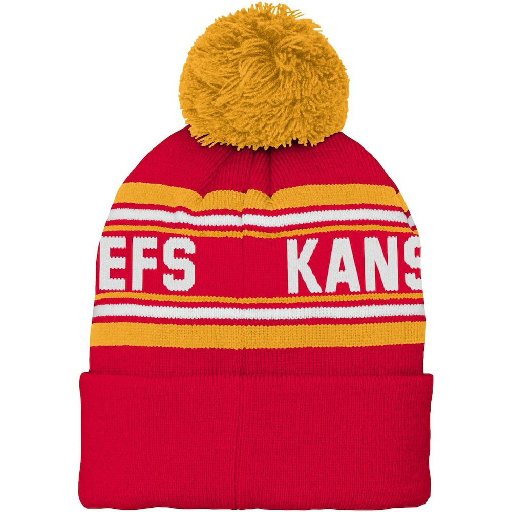 Kansas City Chiefs Preschool Jacquard Cuffed Knit Hat with Pom - Red - NFL