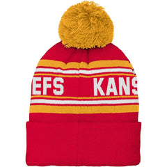 Kansas City Chiefs Preschool Jacquard Cuffed Knit Hat with Pom - Red - NFL