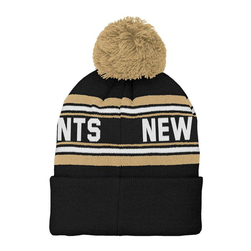New Orleans Saints Preschool Jacquard Cuffed Knit Hat with Pom - Black - NFL