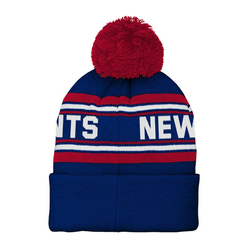 New York Giants Preschool Jacquard Cuffed Knit Hat with Pom - Royal - NFL