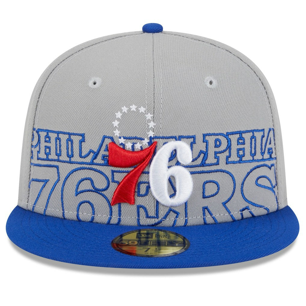 New Era Philadelphia 76ers 2023 NBA Draft Two-Tone 59FIFTY Fitted Hat Gray/Royal
