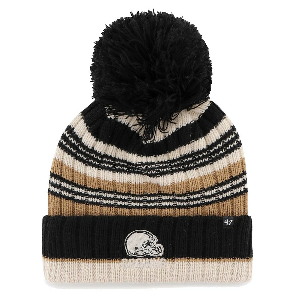 Cleveland Browns '47 Women's Barista Cuffed Knit Hat with Pom - Natural - 47 brand
