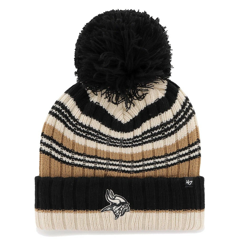 Minnesota Vikings '47 Women's Barista Cuffed Knit Hat with Pom - Natural - 47 brand