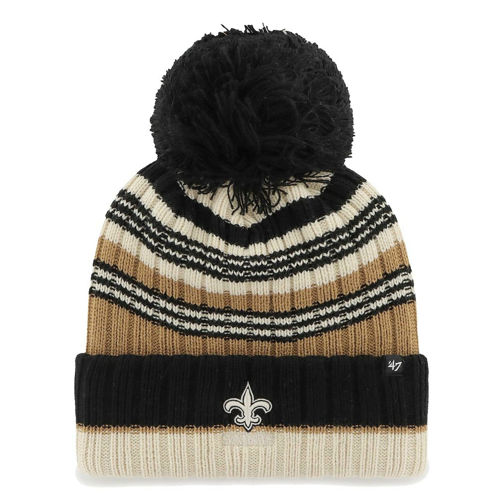 New Orleans Saints '47 Women's Barista Cuffed Knit Hat with Pom - Natural - 47 brand