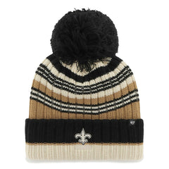 New Orleans Saints '47 Women's Barista Cuffed Knit Hat with Pom - Natural - 47 brand